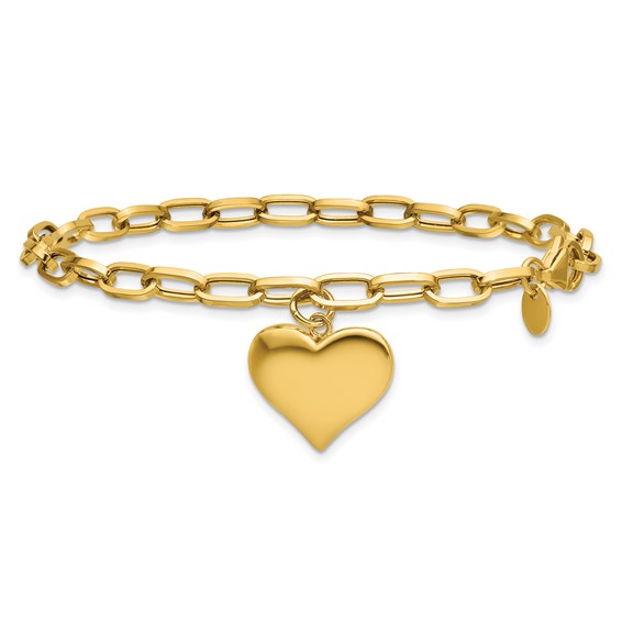 Leslie's 14K Polished Heart Charm Bracelet