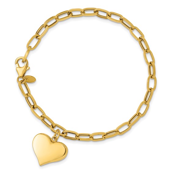 Leslie's 14K Polished Heart Charm Bracelet