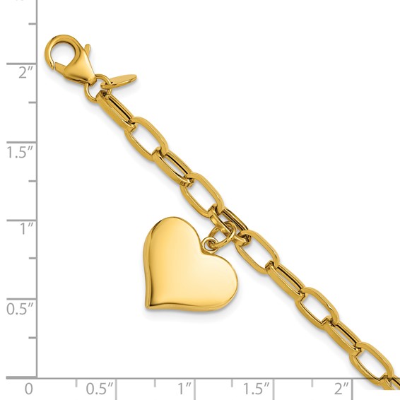 Leslie's 14K Polished Heart Charm Bracelet