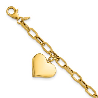 Leslie's 14K Polished Heart Charm Bracelet