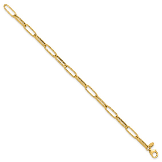 Leslie's 14K Polished and Dimond-cut Paperclip Link Bracelet