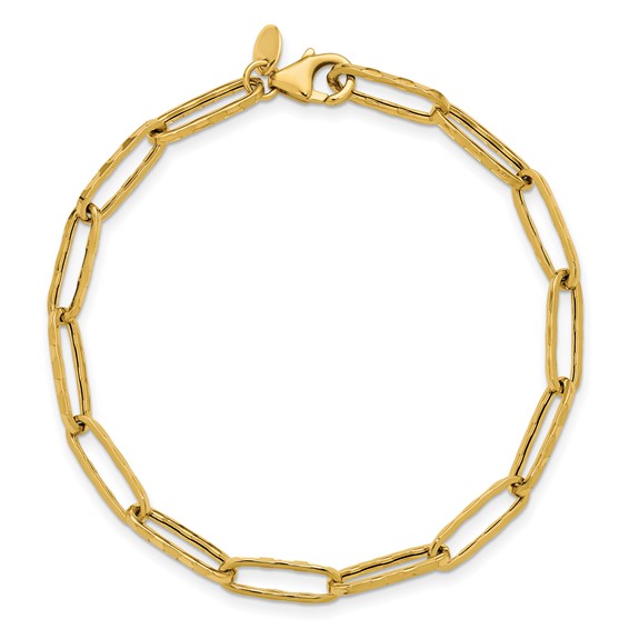 Leslie's 14K Polished and Dimond-cut Paperclip Link Bracelet