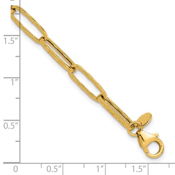Leslie's 14K Polished and Dimond-cut Paperclip Link Bracelet