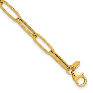 Leslie's 14K Polished and Dimond-cut Paperclip Link Bracelet