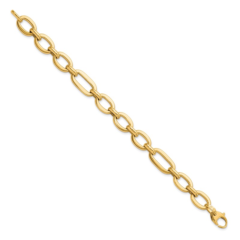 14K Polished 7in Fancy Link Bracelet