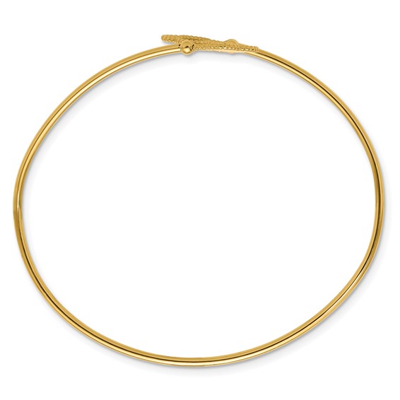 Leslie's 14K Polished and Diamond-cut Clover Flexible Cuff Bangle