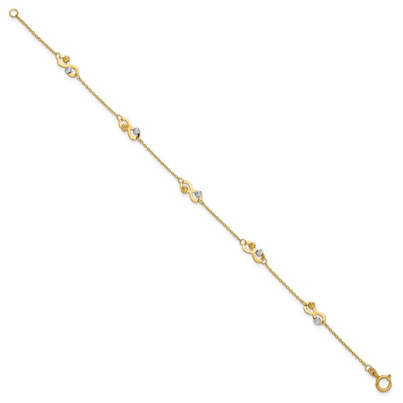 Leslie's 14K Two-tone D/C Beaded Infinity Station Bracelet