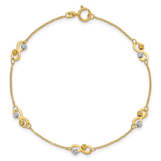 Leslie's 14K Two-tone D/C Beaded Infinity Station Bracelet