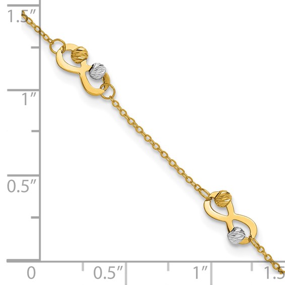 Leslie's 14K Two-tone D/C Beaded Infinity Station Bracelet