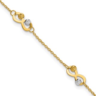 Leslie's 14K Two-tone D/C Beaded Infinity Station Bracelet