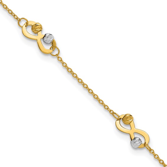 Leslie's 14K Two-tone D/C Beaded Infinity Station Bracelet