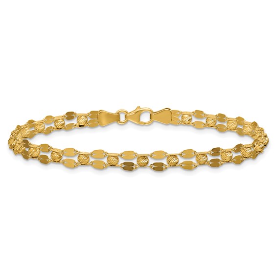 Leslie's 14K Polished and Diamond-cut Beaded Fancy Bracelet
