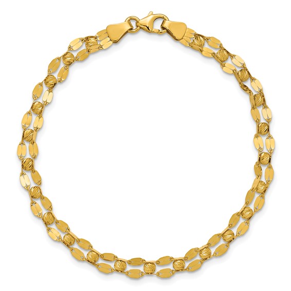 Leslie's 14K Polished and Diamond-cut Beaded Fancy Bracelet