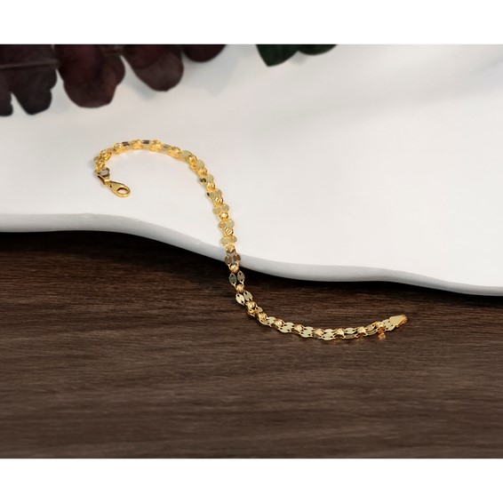 Leslie's 14K Polished and Diamond-cut Beaded Fancy Bracelet