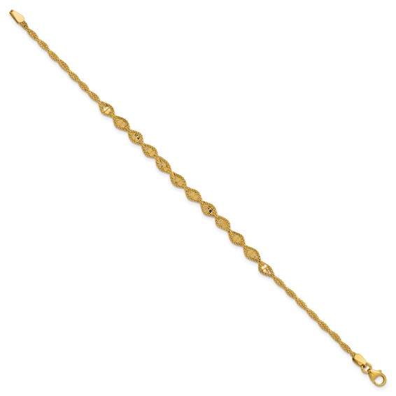Leslie's 14K Polished and Diamond-cut Twisted Fancy Bracelet