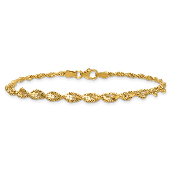 Leslie's 14K Polished and Diamond-cut Twisted Fancy Bracelet