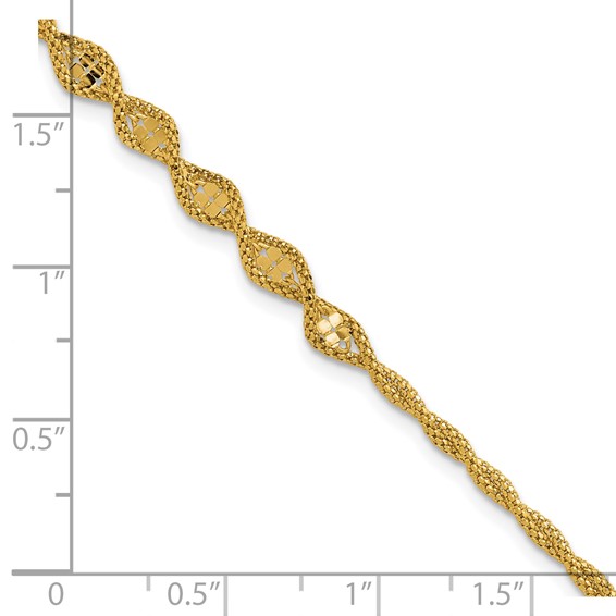 Leslie's 14K Polished and Diamond-cut Twisted Fancy Bracelet