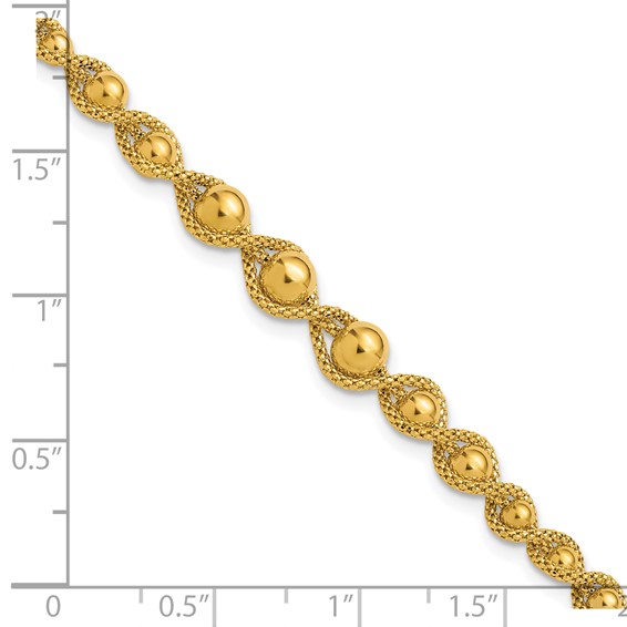 Leslie's 14K Polished and Diamond-cut Twisted Beaded Bracelet