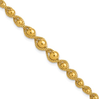 Leslie's 14K Polished and Diamond-cut Twisted Beaded Bracelet