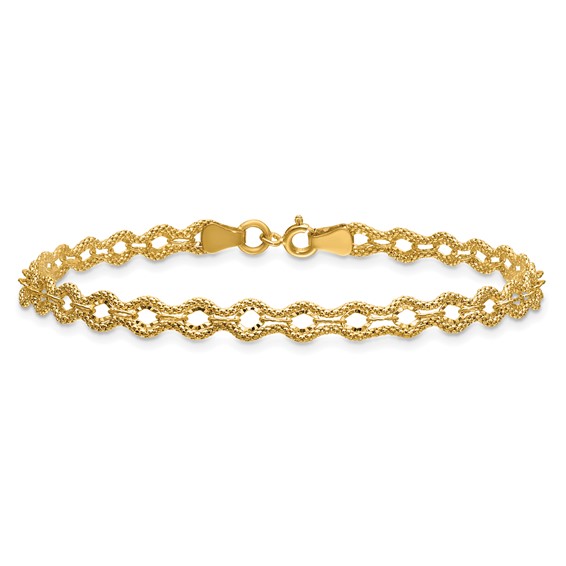 Leslie's 14K Polished and D/C and Textured Fancy Bracelet
