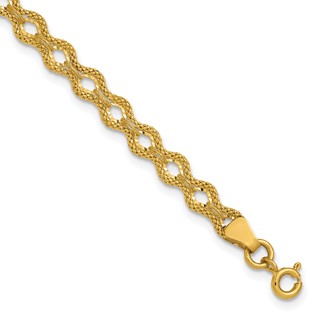 Leslie's 14K Polished and D/C and Textured Fancy Bracelet
