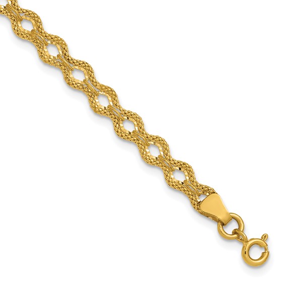 Leslie's 14K Polished and D/C and Textured Fancy Bracelet