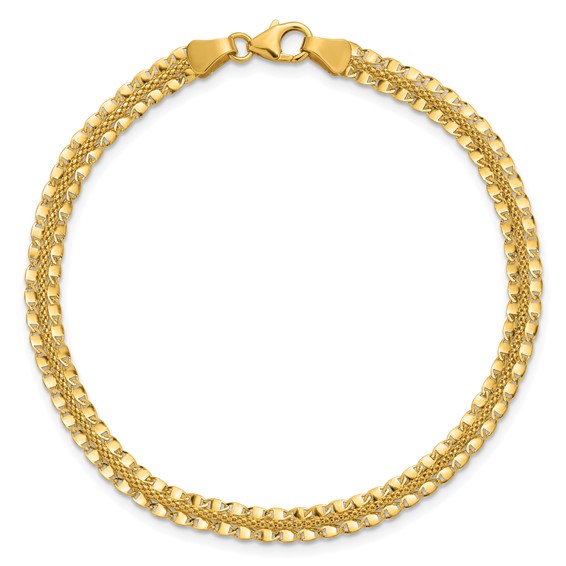 Leslie's 14K Polished and Textured Fancy Bracelet