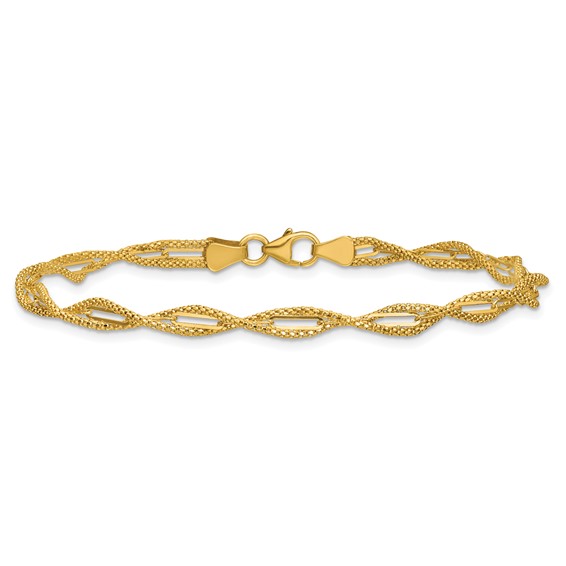 Leslie's 14K Polished and Textured Twist Bracelet