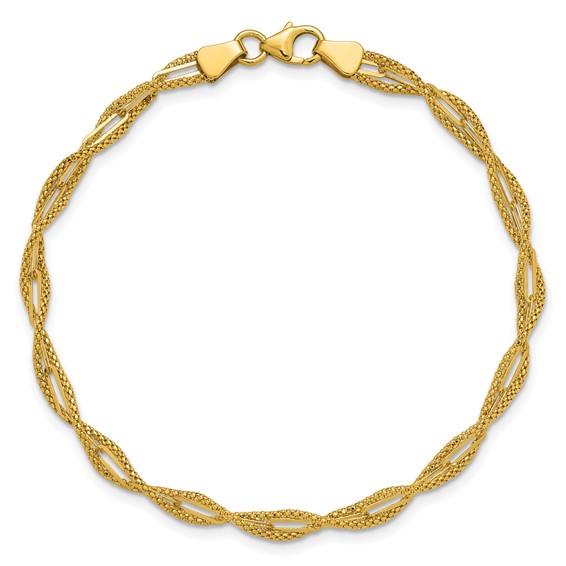 Leslie's 14K Polished and Textured Twist Bracelet