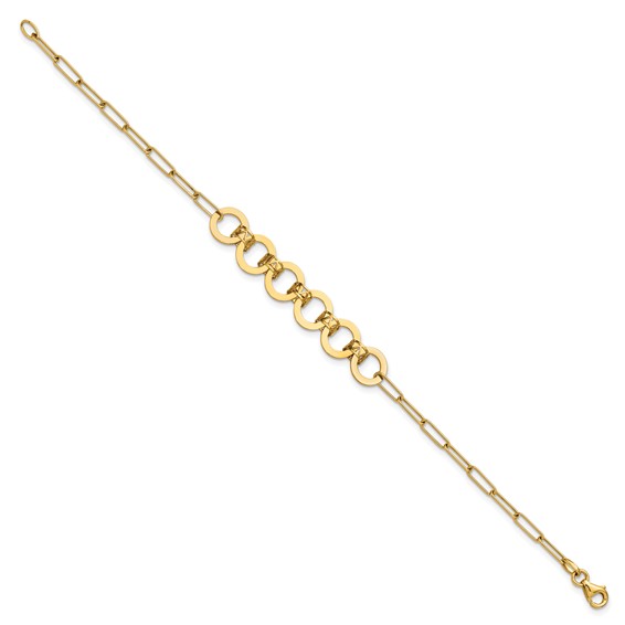 Leslie's 14K Polished Circles Paperclip Link Bracelet