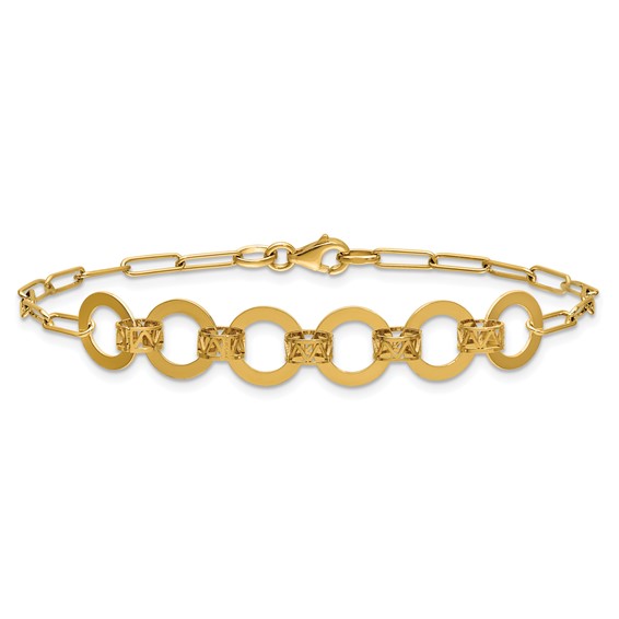 Leslie's 14K Polished Circles Paperclip Link Bracelet