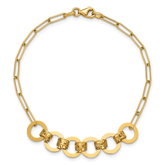 Leslie's 14K Polished Circles Paperclip Link Bracelet