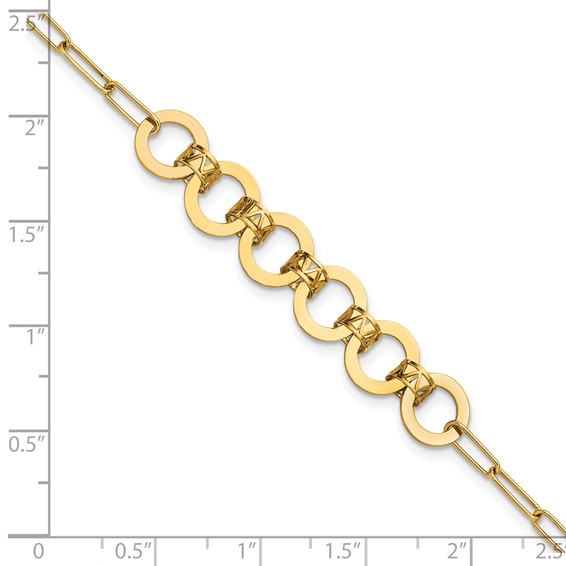 Leslie's 14K Polished Circles Paperclip Link Bracelet