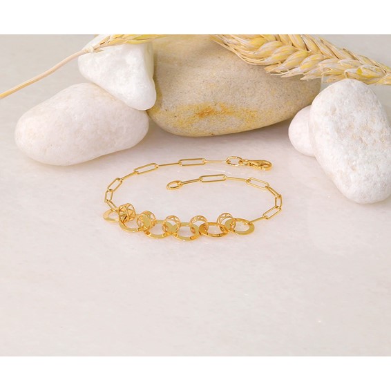 Leslie's 14K Polished Circles Paperclip Link Bracelet