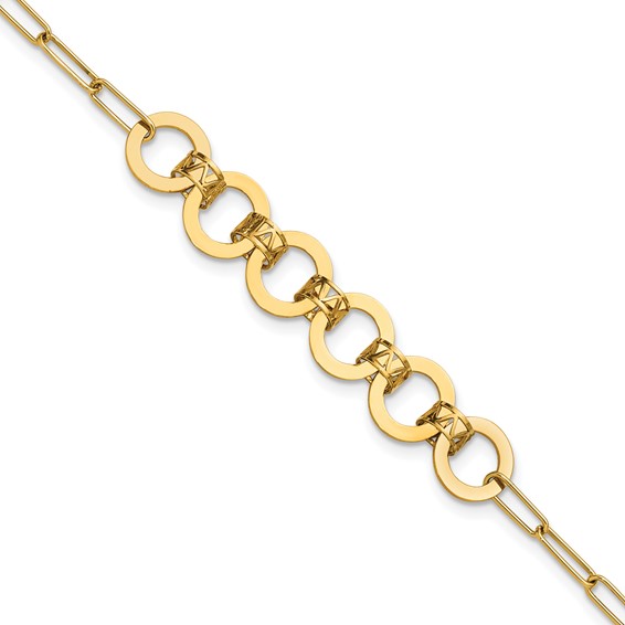 Leslie's 14K Polished Circles Paperclip Link Bracelet