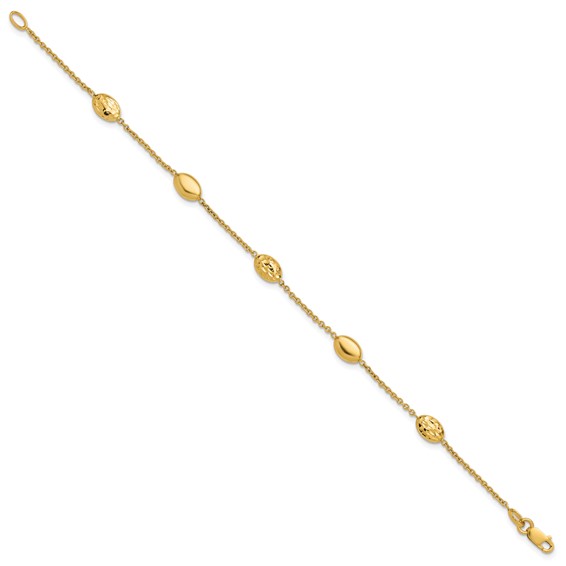 Leslie's 14K Polished and Dia-cut Oval Station Bracelet