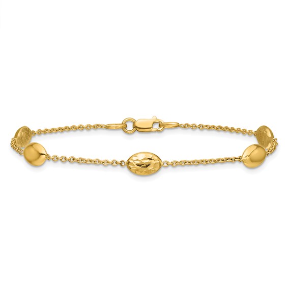 Leslie's 14K Polished and Dia-cut Oval Station Bracelet