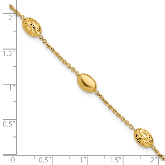 Leslie's 14K Polished and Dia-cut Oval Station Bracelet