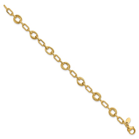Leslie's 14K Polished and Textured Fancy Link Bracelet