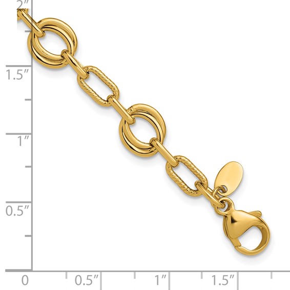 Leslie's 14K Polished and Textured Fancy Link Bracelet