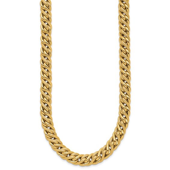 Leslie's 14K Polished and Textured Fancy Link Necklace