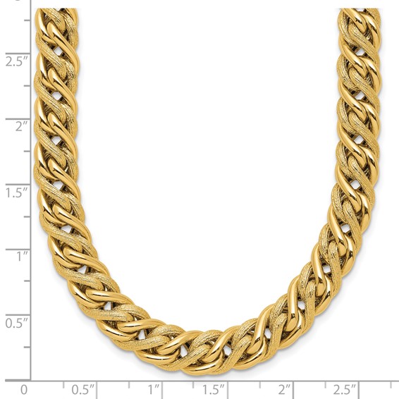 Leslie's 14K Polished and Textured Fancy Link Necklace