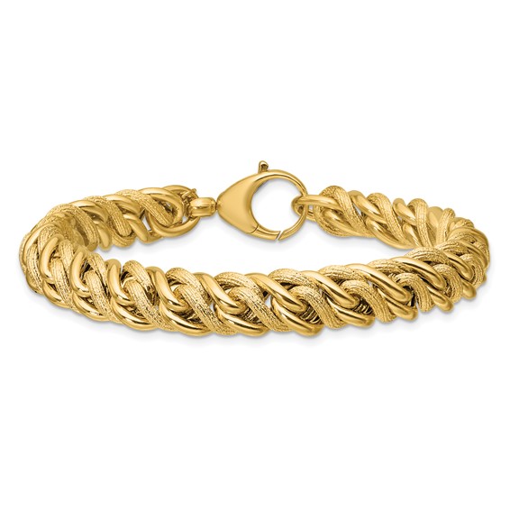 Leslie's 14K Polished and Textured Fancy Link Bracelet