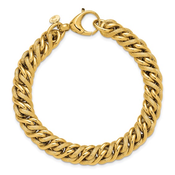 Leslie's 14K Polished and Textured Fancy Link Bracelet