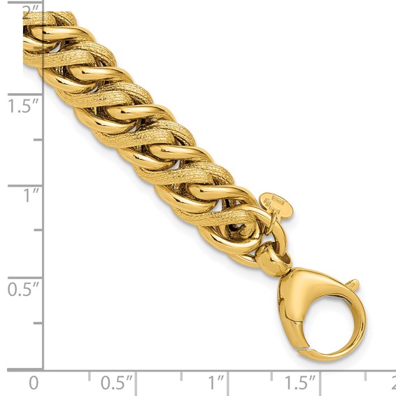 Leslie's 14K Polished and Textured Fancy Link Bracelet
