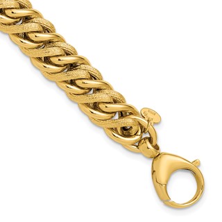 Leslie's 14K Polished and Textured Fancy Link Bracelet
