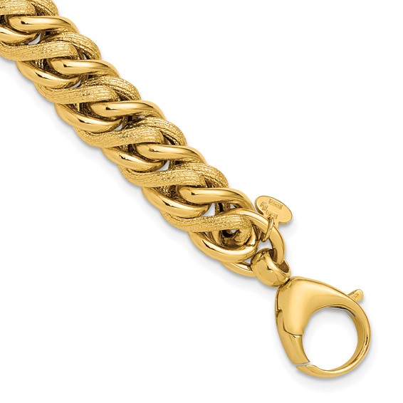 Leslie's 14K Polished and Textured Fancy Link Bracelet