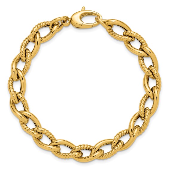 Leslie's 14K Polished and Textured Fancy Link Bracelet