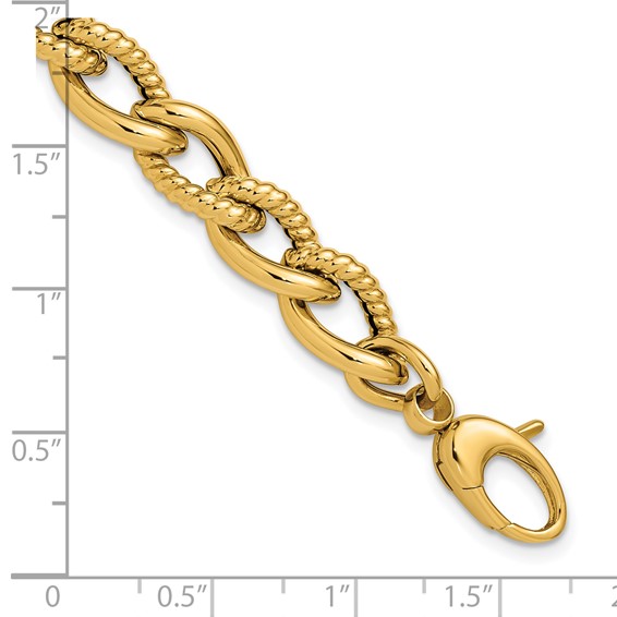 Leslie's 14K Polished and Textured Fancy Link Bracelet