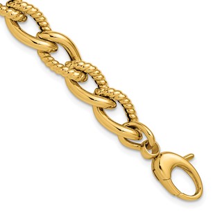 Leslie's 14K Polished and Textured Fancy Link Bracelet